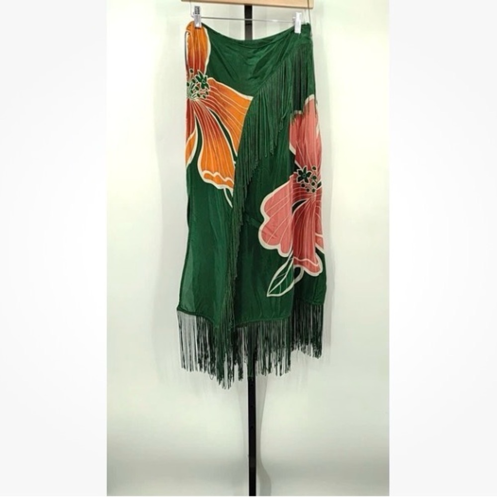 NWT Farm Rio Honolulu Flowers Wrap Skirt with Fringe